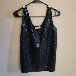 Sequin Black Sleeveless Top sz M